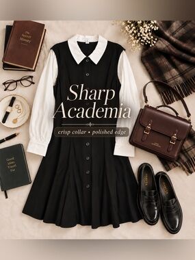 NWT London Times Woman 2X Black White Collared Button Front Dress